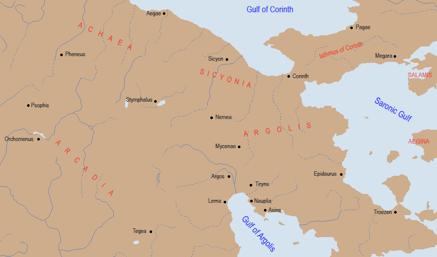 Mapa de la Argólida