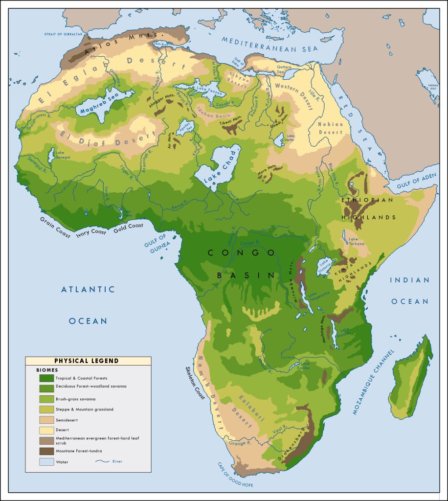 Mapa de África durante su Período Húmedo