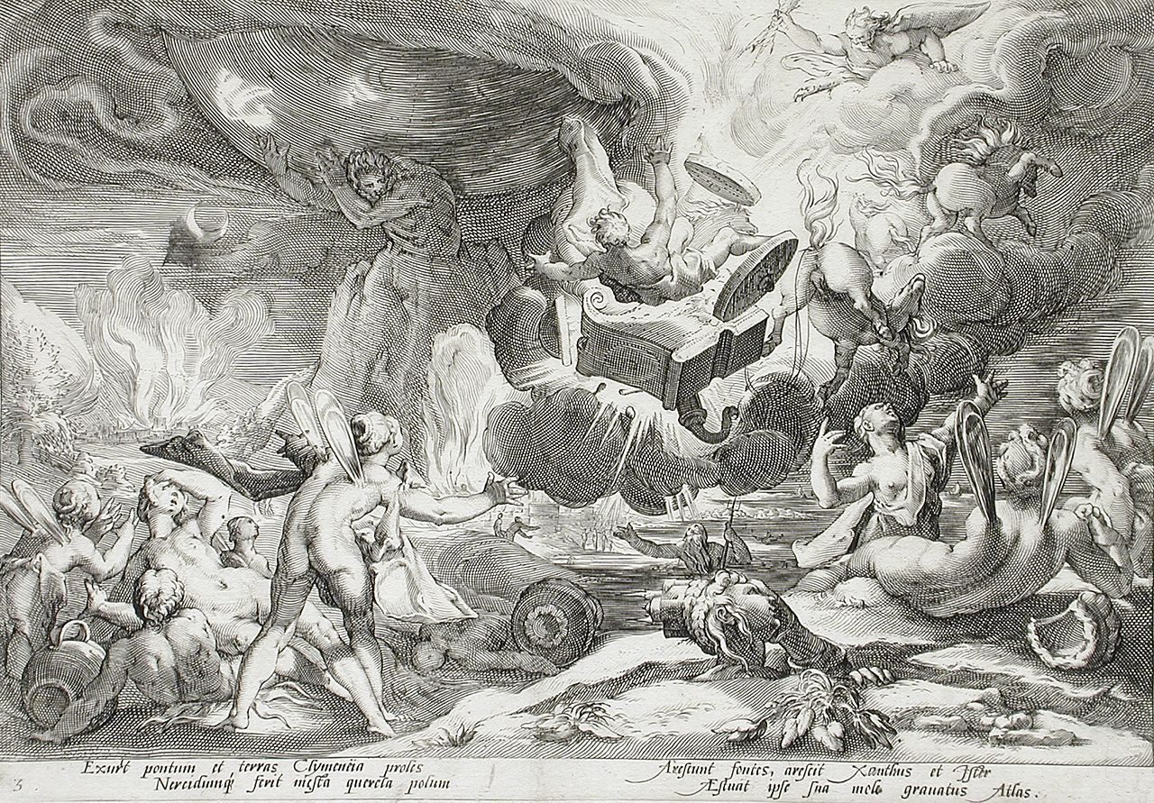 Faetón conduciendo el carro hacia el Sol, Hendrik Goltzius, 1590