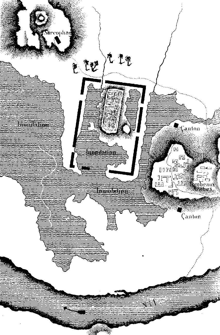 Mapa de las ruinas de Sais, por Jean-Francois Champollion, 1828