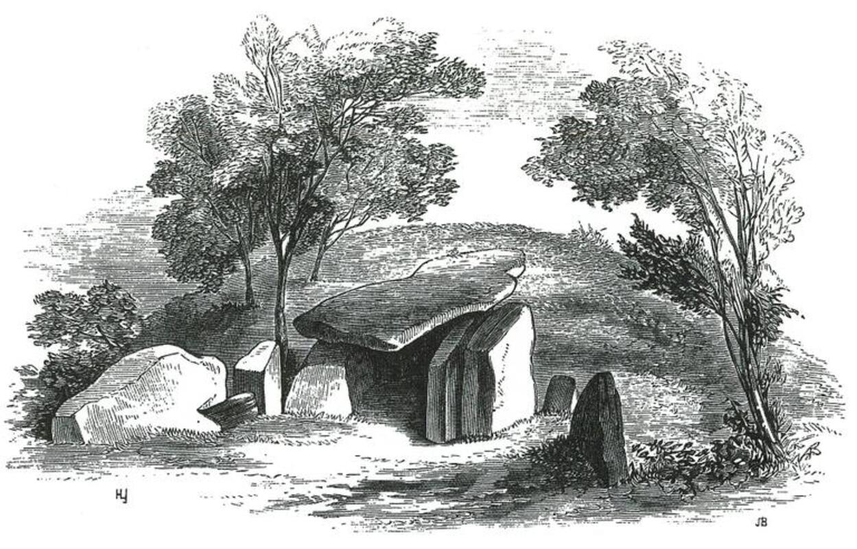 Dolmen de Ty Illtud, tradicionalmente asociado con san Illtud
